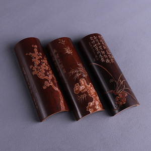 Chen Xiaolou Old Coal Bamboo Tea Set Hand Carved Plum Blossom Orchid Bamboo Chrysanthemum Chinese Style Collectible Decor - Product Image 2