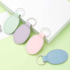 Custom logo Pu Leather Keychain <b>Blanks</b> Oval Leather <b>Key</b> Chain Car <b>Key</b> Fob <b>Key</b> Holder - Product Image 3