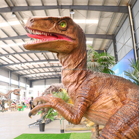 250610 Dinosaure mécanique animatronique géant Velociraptor en fibre de verre et métal, équipement de terrain de jeu intérieur pour centre commercial d'aventure
