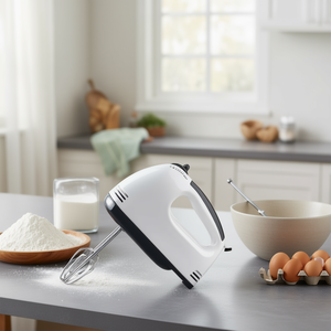 Batteur électrique à main avec fouet plat, crochet à pâte et fouet métallique pour la pâtisserie, le pétrissage, le battage et le mélange en cuisine - Product Image 2