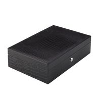 Boîtier de rangement en cuir PU, motif Crocodile, noir, 10 fentes, 6 compartiments, MDF, couverture en cuir PU, boîte de montre, organisateur