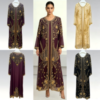 Robe Kaftan Modeste de Luxe de Dubaï, Longue Robe en Maille Entièrement Ornée de Perles Argentées à Motif Paisley, Tenue Formelle pour Invitée de Mariage ou de l'Aïd, Robes Abaya ODM OEM