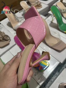 Sandalias de Tacón Alto para Mujer, Zapatos de Fiesta, Boda, Verano, Moda, Punta Puntiaguda, Parte Superior de PU, Entresuela de TPR, Suela de Goma, Zapatos en Stock al por Mayor - Product Image 5