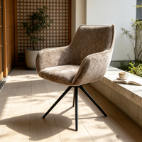 Fauteuil pivotant en tissu de qualité supérieure avec siège rembourré doux, dossier haut et base étoile en métal stable pour salon et maison