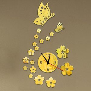 Acrylic Wall <b>Clock</b> Creative Butterfly Flower DIY Silent <b>Digital</b> <b>Clock</b> Mirror Wall Sticker Quartz Watch for Home Office Decor - Product Image 3