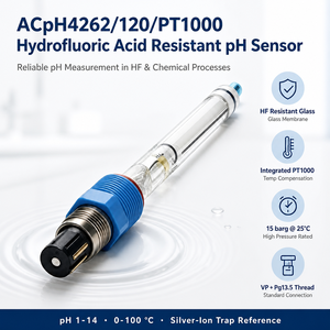 Sonde pH VP ACpH4262 120mm 1-14 pH 100°C 15 bars avec connecteur VP PT1000 ATC en verre pour gravure de semi-conducteurs et applications photovoltaïques - Product Image 1