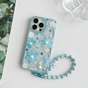 Sang Trọng Ngọc Trai Kim Cương Nhựa Charms Bow Điện Thoại Trong Suốt Trường Hợp Đối Với iPhone 17 16 15 14 13 Pro Max Chống Sốc TPU Rõ Ràng Cover Quay Lại - Product Image 5