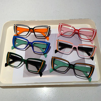Lunettes anti-lumière bleue personnalisées de style européen et américain pour femmes, monture intégrale, design linéaire, verres PC pour visages carrés