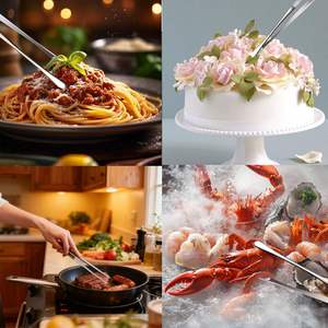 Pinzas de Cocina de Acero Inoxidable de 12 Pulgadas, Juego de Pinzas para Alimentos con Puntas Dentadas, Pinzas para Cocinar - Product Image 5