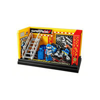 Diorama de scène de garage de moto simulé, modèle de mini-stand de réparation automobile DIY, scène de magasin de proximité, parking