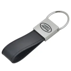 Mẫu Miễn Phí Vương Quốc Anh Land Rover Car Key Holder Custom Made Khuyến Mại Quà Tặng Đen PU Da Key Chain Với Hợp Kim Logo