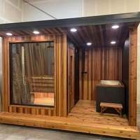 Sauna extérieur électrique en bois massif au design moderne et douche à vapeur combinées avec panneau de commande informatisé