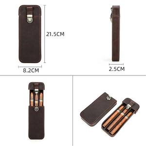 Boîte à cigares en cuir véritable portable au prix d'usine, humidor de voyage, étui à cigares à <span class=keywords><strong>3</strong></span> tubes en cuir - Product Image 5