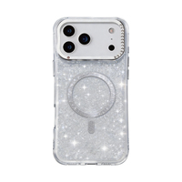 Coque de téléphone magnétique transparente à paillettes pour chargement sans fil, protection antichute 3M, en TPU+PC+Métal, pour 17/16/15/14 Pro Max (vente en gros)