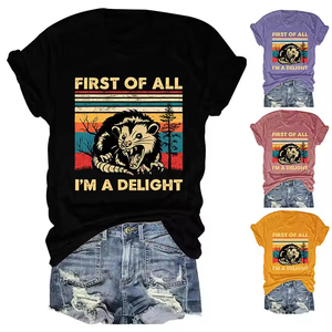 T-shirt décontracté pour homme 100 % coton, col rond, imprimé graphique amusant, légèrement extensible, lavable en machine, style streetwear estival - Product Image 1