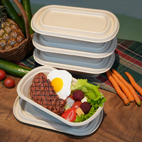 Boîte Alimentaire en Pulpe de Bambou 100 % Compostable et Biodégradable, Contenant Personnalisé de 37 OZ, Écologique, Jetable, Type Bento, avec Couvercle
