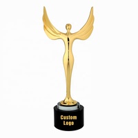 Trofeos Metálicos Premium con Base de Cristal, Diseño Personalizado al por Mayor, en Oro, Plata y Bronce, Forma de Alas de Ángel, Copa de Trofeo Metálica Grande, MOT-02