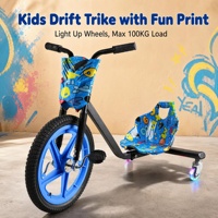 Drift Trike pour Enfants, Véhicule de Drift à Grandes Roues, Pneu Avant Gonflable de 16 Pouces, PU Léger de 70 mm, Cadre Réglable, 100 kg, Électronique Moderne