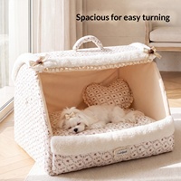 Winter-Prinzessinnen-Stil Halbgeschlossenes Hundehaus mit Schwammmaterial Warmes Indoor-Haustierbett für Kleine/Mittlere Hunde Ohne Montage