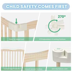 Porte d'escalier Montessori en bois pour bébé Clôture de sécurité de parc au design moderne pour l'intérieur et l'extérieur pour le salon et la chambre à coucher - Product Image 4