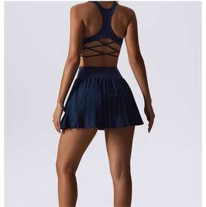 Quick Dry Sexy Racer Rücken riemen Sport-BH Damen Sportswear 2 in 1 Fitness studio Falten rock Golf Soft Tennis Sets für Frauen - Product Image 6