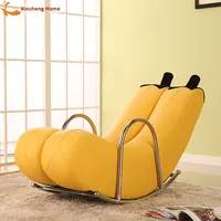 Fauteuil à bascule créatif en forme de banane, chaise inclinable individuelle, cadre en acier, pour chambre à coucher, petit appartement moderne, en cuir