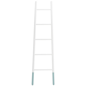Playful <b>White</b> Green MYCROFT Ladder Hanger Decorative Wood Towel Rack for Modern Bathroom and Bedroom Organization - Product Image 1