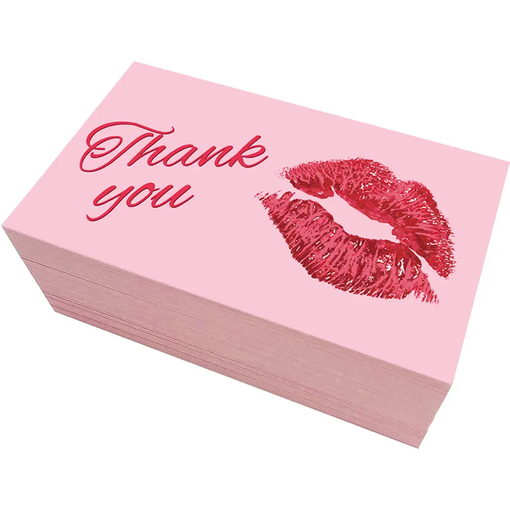 Wholesale Hot sale custom size Cheap Simple colorful printed luxury pink personalized thank you card For Business