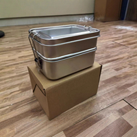 Boîte à lunch double couche en acier inoxydable 304, étanche, boîte bento scellée, récipient alimentaire portable pour l'école, le bureau, l'extérieur
