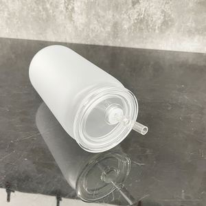 Lata de Refresco de Plástico Esmerilado de 16 oz con Forma Infantil, Reciclable, Libre de BPA, con Tapa y Pajita para Envolturas UV DTF - Product Image 2
