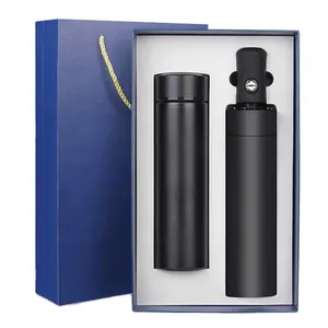 christmas gift business corporate gift set with automatic umbrella custom logo wedding gift set with led thermos water bottle