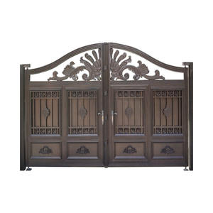 Puertas <span class=keywords><strong>de</strong></span> entrada personalizadas <span class=keywords><strong>para</strong></span> casa prefabricada, puertas automáticas <span class=keywords><strong>de</strong></span> <span class=keywords><strong>hierro</strong></span> forjado decorativas <span class=keywords><strong>de</strong></span> aluminio - Product Image 1