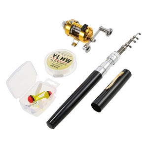 Cần câu cá Reel Combo Set mini Telescopic xách tay Pocket Bút cần câu cá cực + Reel dây câu mềm mồi mồi Jig móc - Product Image 1