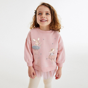 Venta al por mayor 2-7y Popular traje infantil para niñas traje para niños niñas algodón rosa Top + Pantalones blancos animales de dibujos animados falda de malla - Product Image 4