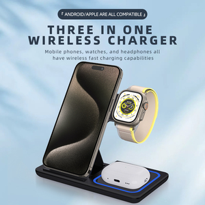 Estación de Carga Inalámbrica Plegable <span class=keywords><strong>3</strong></span> en 1, Soporte de Carga Rápida para iPhone, iWatch y <span class=keywords><strong>AirPods</strong></span> - Product Image 2