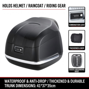 40L Universele motorfiets staartkoffer PP kunststof wachtwoordvergrendeling waterdichte topkoffer met rugleuning opbergkoffer voor integraalhelm - Product Image 1