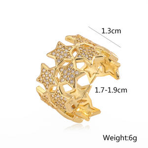 แหวนเซอร์คอนสีทอง18K ชุบทองแดงแฟชั่นสำหรับผู้หญิงแหวนแฟชั่นหรูหราน้ำหนักเบารูปทรงเรขาคณิต - Product Image 6