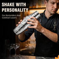 Ensemble de shakers à cocktails Boston professionnels gravés, en acier inoxydable plaqué or, 28oz et 18oz, shaker lesté pour barman et équipement de bar