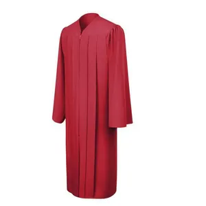 Vestido Rojo de graduación para adultos, atuendo de graduación clásico, gorras y vestidos, uniforme escolar, venta al por mayor