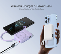 Chargeur sans fil portable 10000mAh avec câble intégré 22W PD PPS 4 sorties USB C/A, affichage LED, batterie externe pour les voyages et les affaires