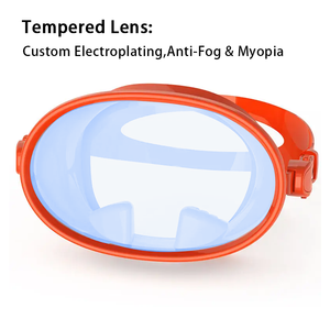 Masque de plongée ovale en silicone traditionnel à prix abordable, masque de plongée et de snorkeling en silicone de forme ovale, masque de pêche sous-marine bleu rond - Product Image 4