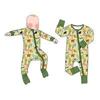 Pyjama bébé en bambou imprimé personnalisé Little Glow Kid, combinaison zippée ultra-douce, vêtements de nuit confortables pour les tout-petits et les enfants
