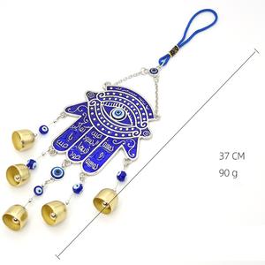 Ornement oeil bleu grec turc oeil <span class=keywords><strong>du</strong></span> <span class=keywords><strong>diable</strong></span> métal palmier carillon éolien pendentif décoration murale - Product Image 2