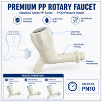 Robinet à corps long en PVC de Chine, Robinet anti-rouille et anti-fuite pour l'irrigation domestique, le jardinage, l'agriculture, la plomberie, Vente en gros OEM