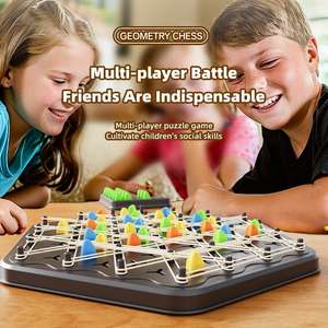 เกมหมากรุกเรขาคณิตแบบอินเทอร์แอคทีฟ บอร์ดทริกเกิล ฝึกฝนการเชื่อมโยงด้วยยางรัดพลาสติก สำหรับการฝึกตรรกะสำหรับครอบครัว - Product Image 2