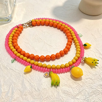 Vintage zoete en coole handgemaakte fruitketting Kleurrijke platte kralen meerlaagse chokerNiche Veelzijdig damesaccessoire