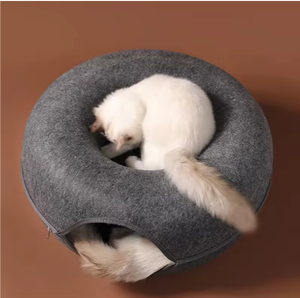Tunnel pour chat en feutre de laine écologique, style classique, pour l'intérieur, avec motif uni, pour chats et chatons - Product Image 4