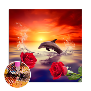 Tự làm 5D ảnh để tùy chỉnh kim cương bức tranh bằng số hoa Cá heo kim cương bức tranh nghệ thuật thư giãn phong cách cho vui - Product Image 2