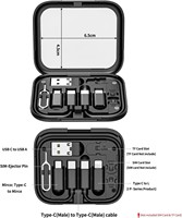 Caja de Almacenamiento Multifuncional con Adaptador USB, Cable Tipo C con Convertidor USB-A a Tipo C Micro y Soporte para Teléfono