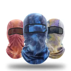 Venda quente Inverno Esporte Ao Ar Livre Elastic Velvet Tie Dye Full Face Ski Hat Impressão Personalizada Snowboard Windproof Balaclava Um Buraco